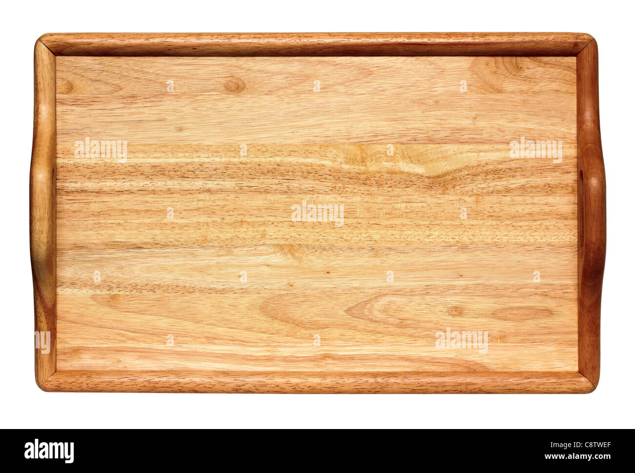 Blick von oben auf tragbaren Holztisch Stockfoto