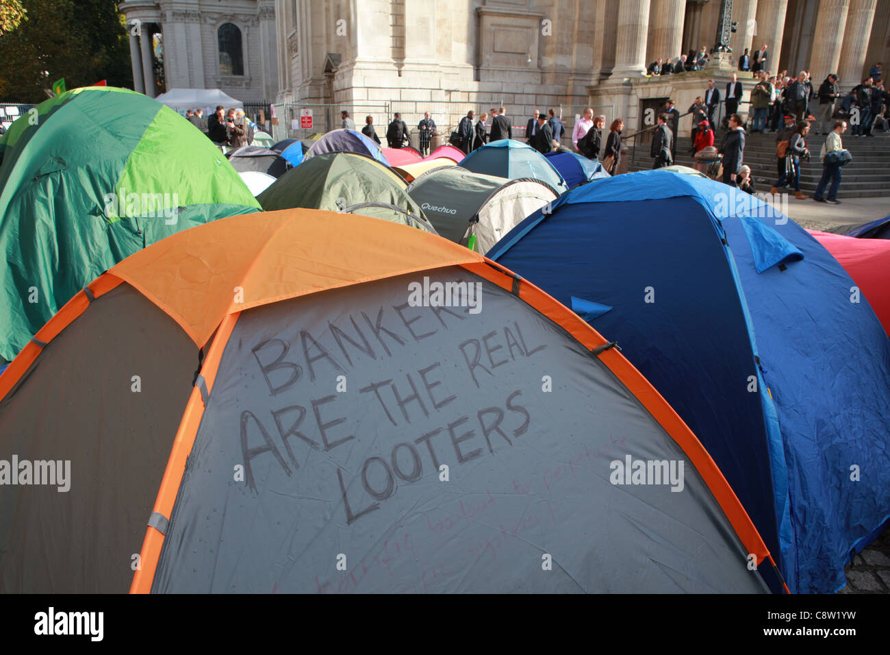 Str. Pauls Kathedrale antikapitalistischer Demonstranten Camp. Stockfoto