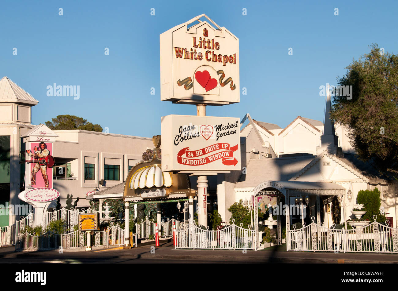 Kleine weiße Kapelle Las Vegas Joan Collins Michel Jordanien Vereinigten Staaten Nevada Hochzeit Stockfoto