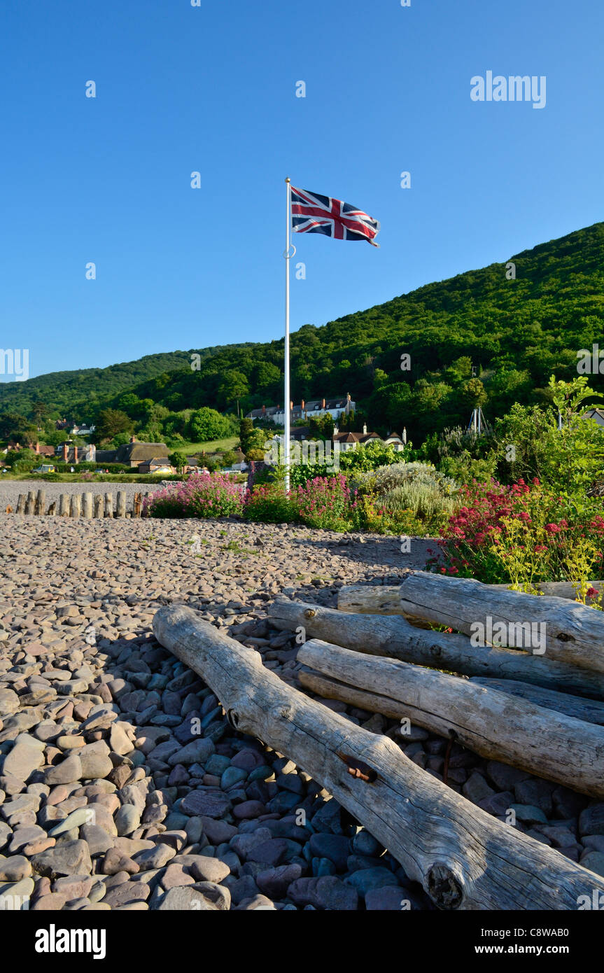 Der bach bei Porlock Weir im Sommer, Exmoor Nationalpark, Somerset, England. Stockfoto