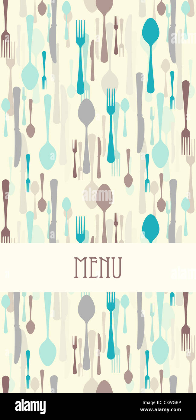 Speisekarte mit Besteck - große Speisekarte mit Besteck illustration Stockfoto