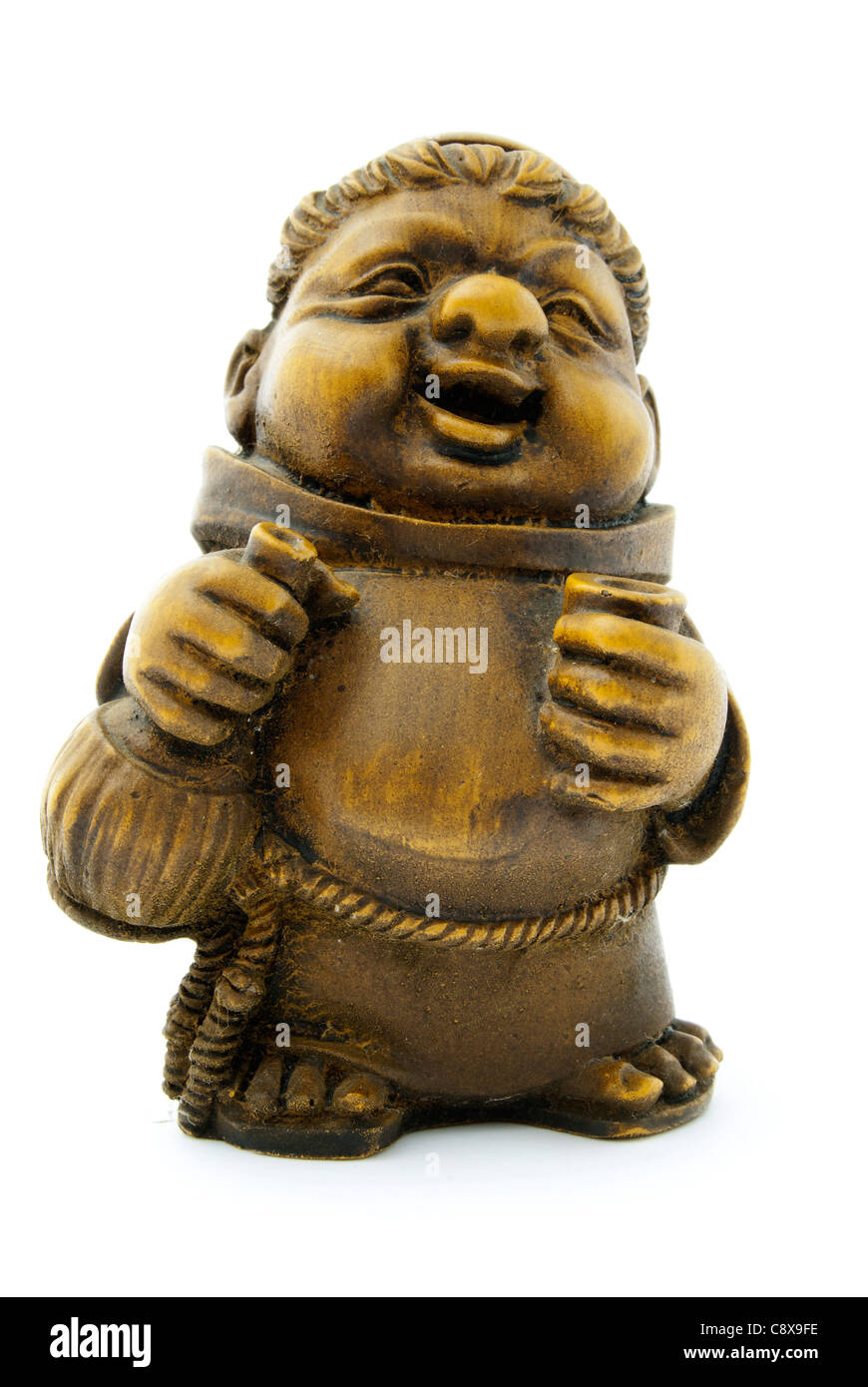 Mönch von Holz, mit Wein Stockfoto