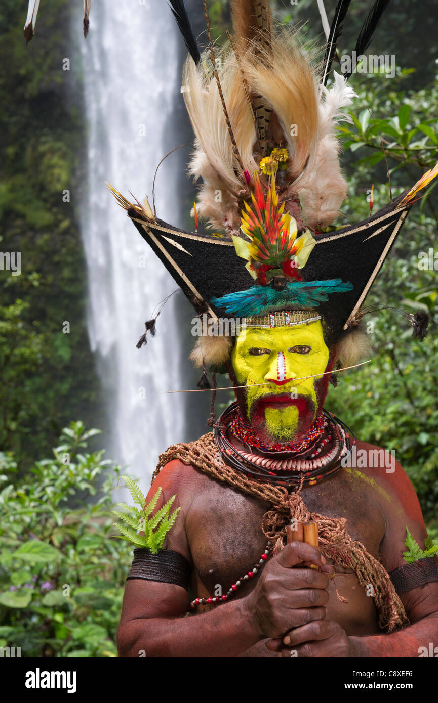 Huli Wigman Tari Valley-Papua-Neuguinea Stockfoto