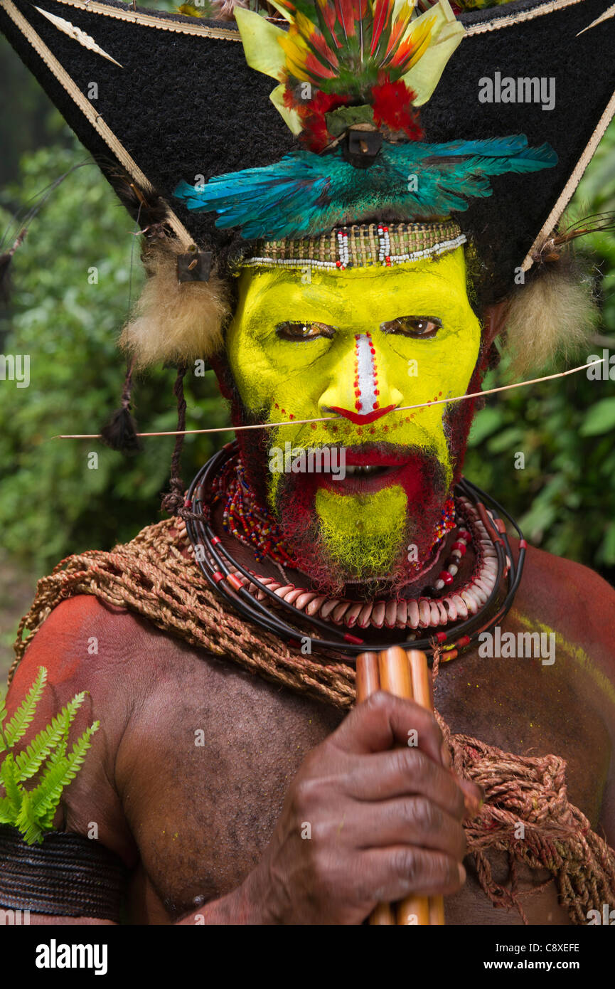 Huli Wigmen Tari Valley Highlands-Papua-Neuguinea Stockfoto
