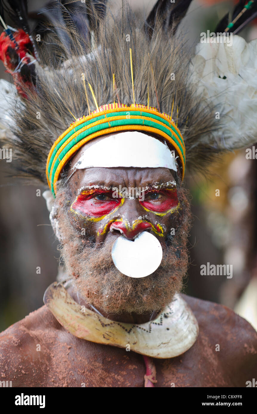 Juiwika Stamm von Western Highlands im Sing-Sing auf der Paiya Messe im westlichen Hochland Papua-Neuguinea Stockfoto