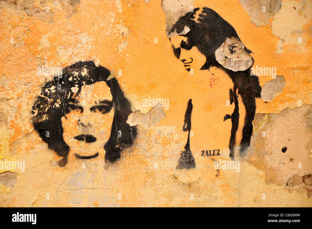 Prag, Tschechische Republik. Mala Strana. Lotnummer Graffiti in Velkoprevorske Namesti (Quadrat) Stockfoto