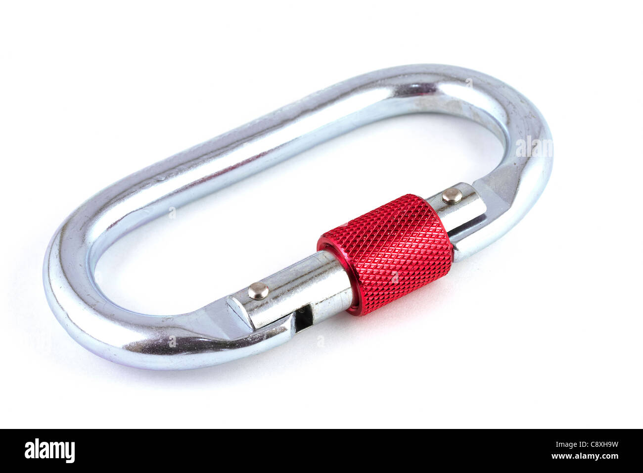 Ein Karabiner auf weißem Hintergrund Stockfoto