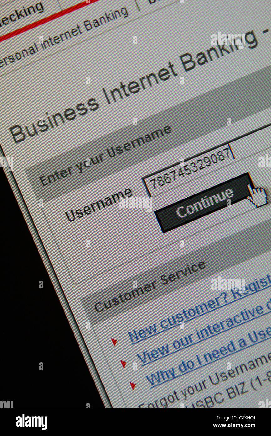 Business Internet Banking anmelden anmelden Stockfoto