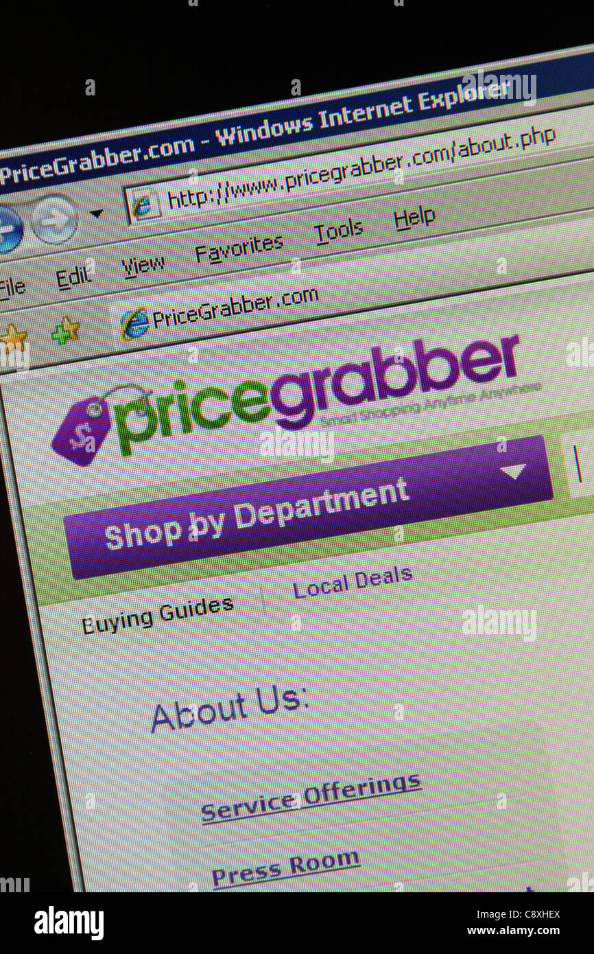Pricegrabber Online-Preisvergleiche Stockfoto