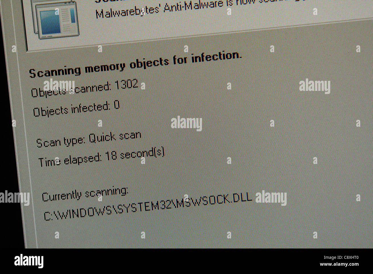 Scan Scan Spyware-Infektion von Computervirus Stockfoto