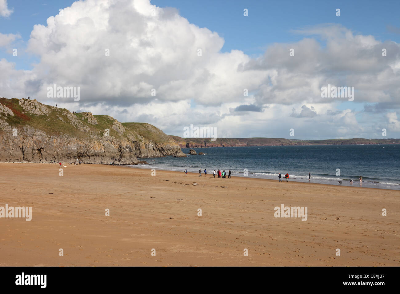 Der Strand von Barafundle Bay Pembrokeshire Nationalpark Wales Cymru UK GB Stockfoto