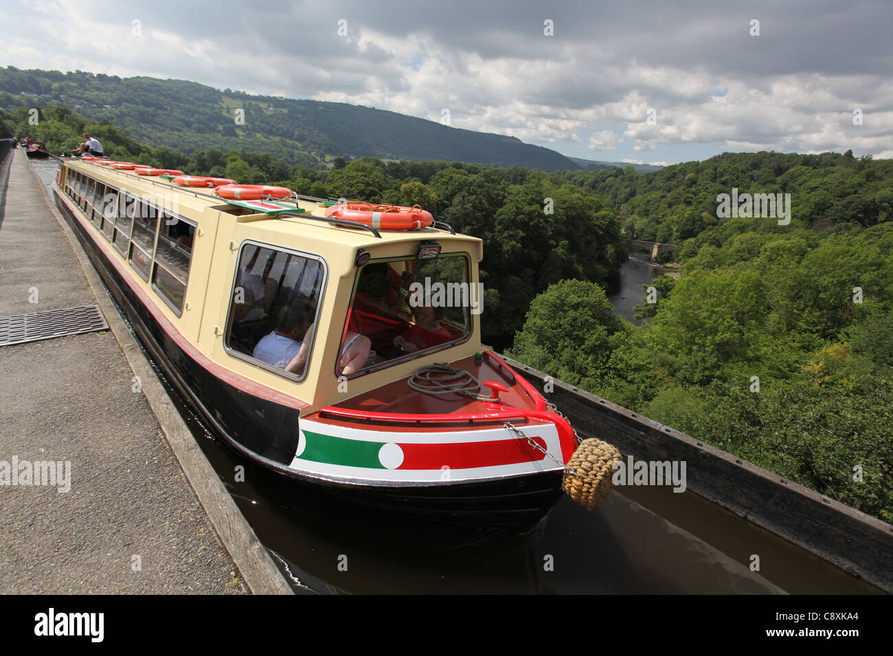 Dorf von Trevor, Wales. Malerische Aussicht von Thomas Telford und William Jessop gebaut Pontcysyllte Aquädukt. Stockfoto