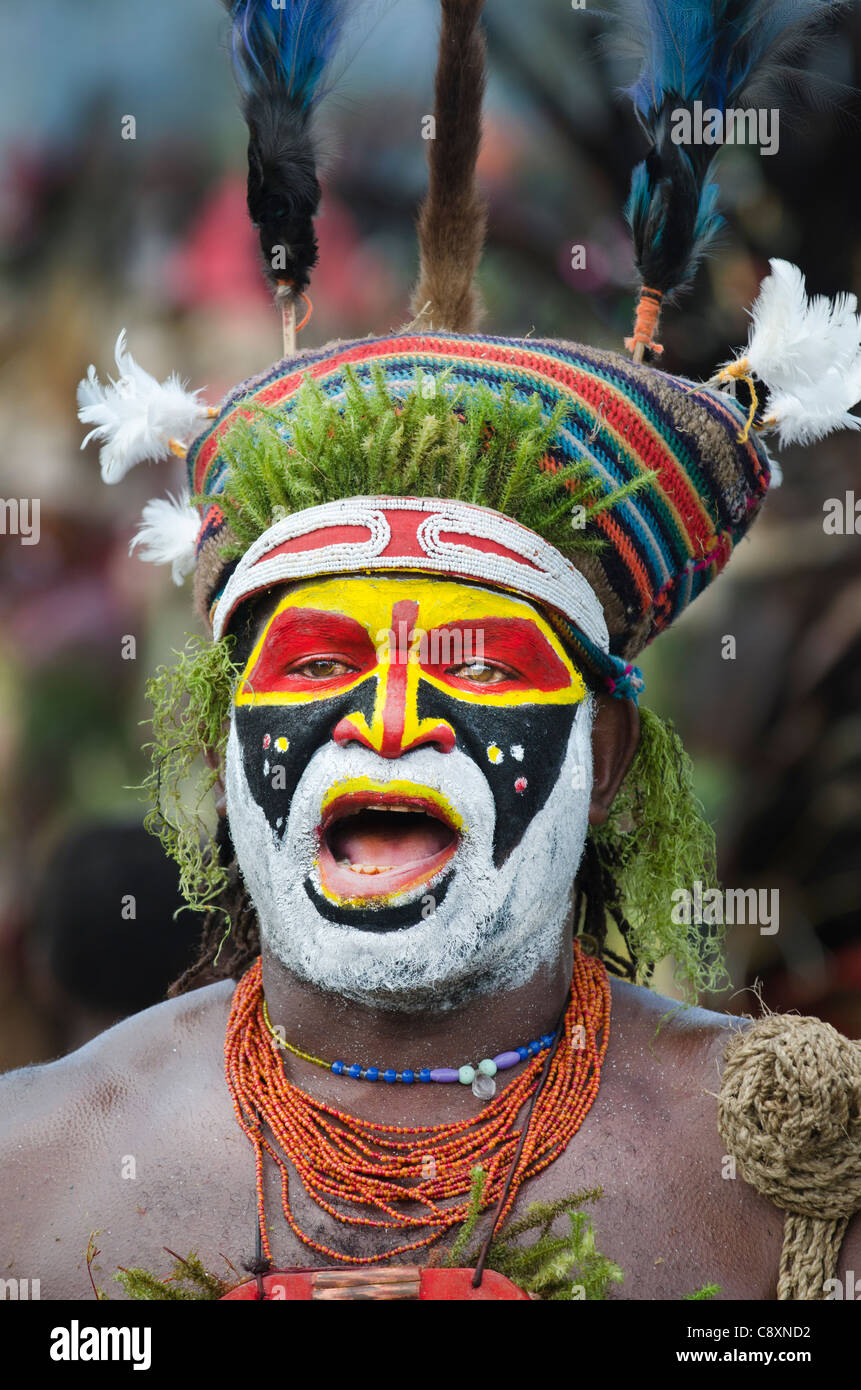 Westlichen Hochländer an Hagen zeigen im westlichen Hochland Papua-Neuguinea Stockfoto