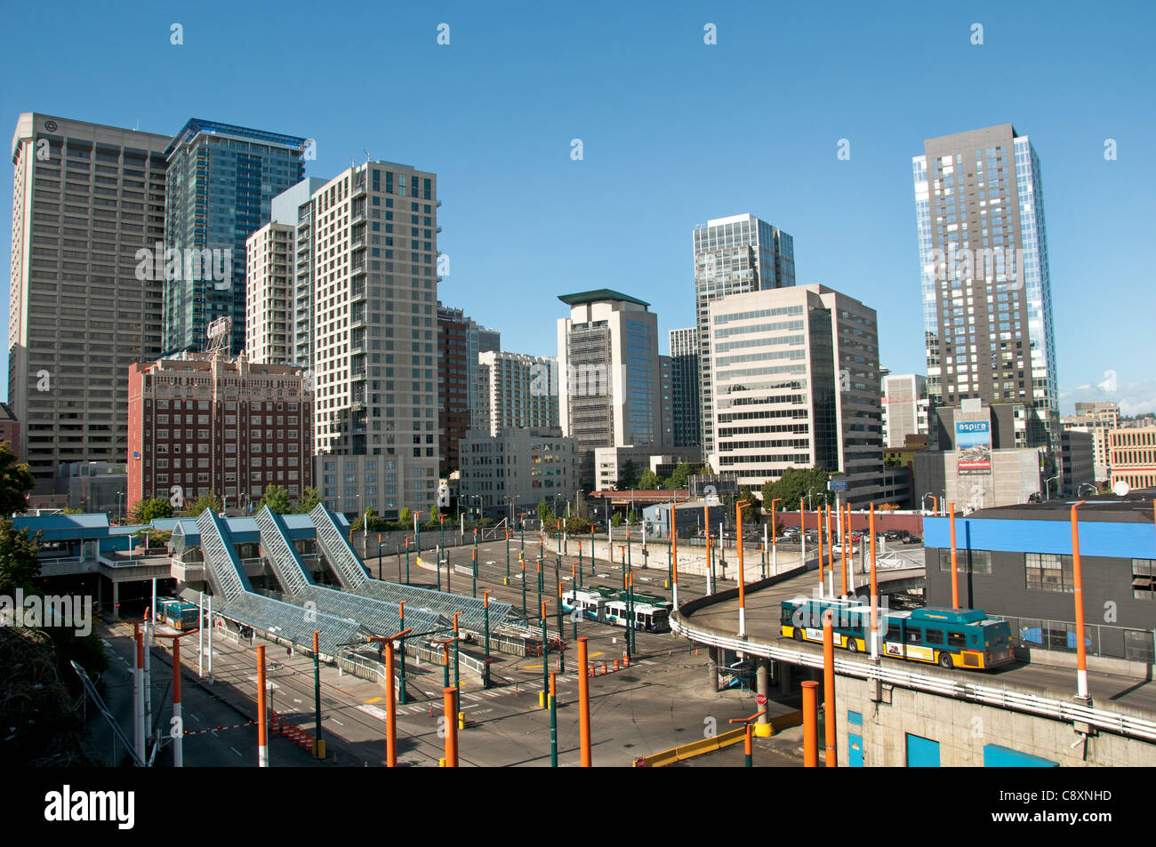 Seattle Bus Station Stadt Stadt Staat Washington Vereinigte Staaten von Amerika-USA Stockfoto