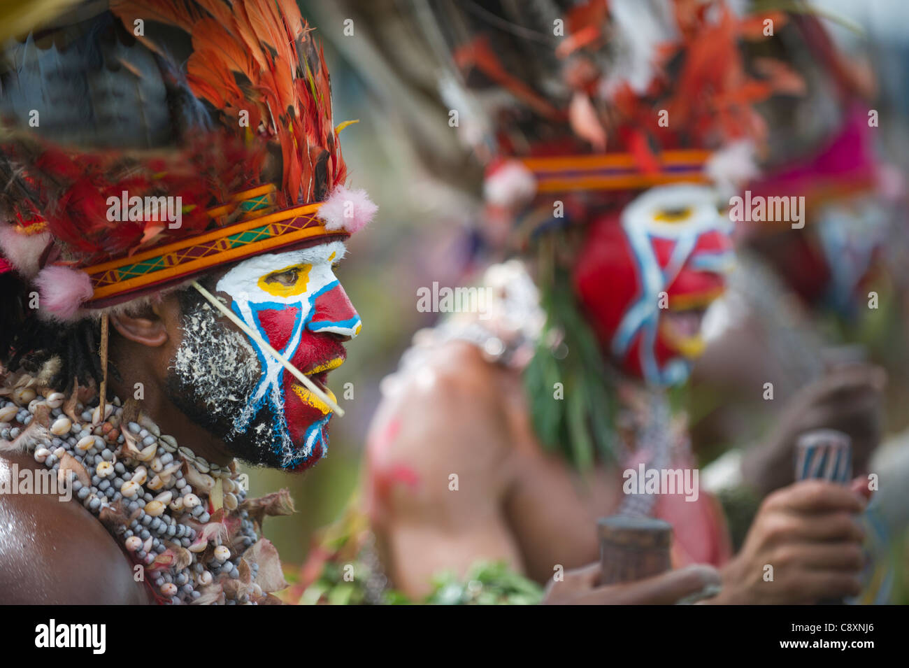 Roika Waria Sing-Sing-Gruppe aus Hagen auf der Hagen Show in Western Highlands P {Apua-Neu-Guinea. Stockfoto