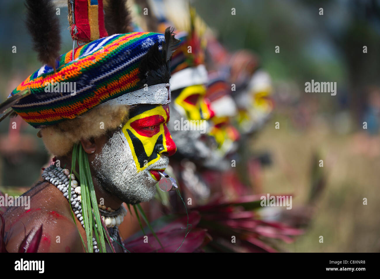 Sing-Sing-Gruppe aus Tambul im westlichen Hochland am Mt Hagen Show Papua New Guinea Stockfoto