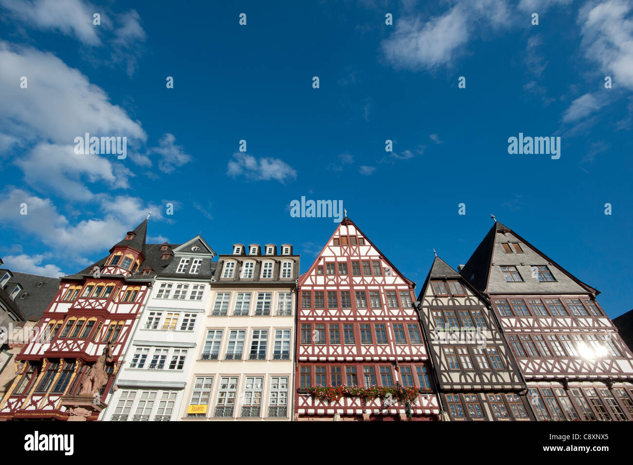 Fachwerkhäuser am Roemerberg Platz, Frankfurt Am Main, Hessen, Deutsch, Europa. Stockfoto