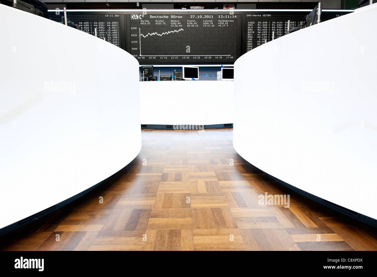 Handelssaal der Börse Frankfurt, Hessen, Deutschland. Stockfoto