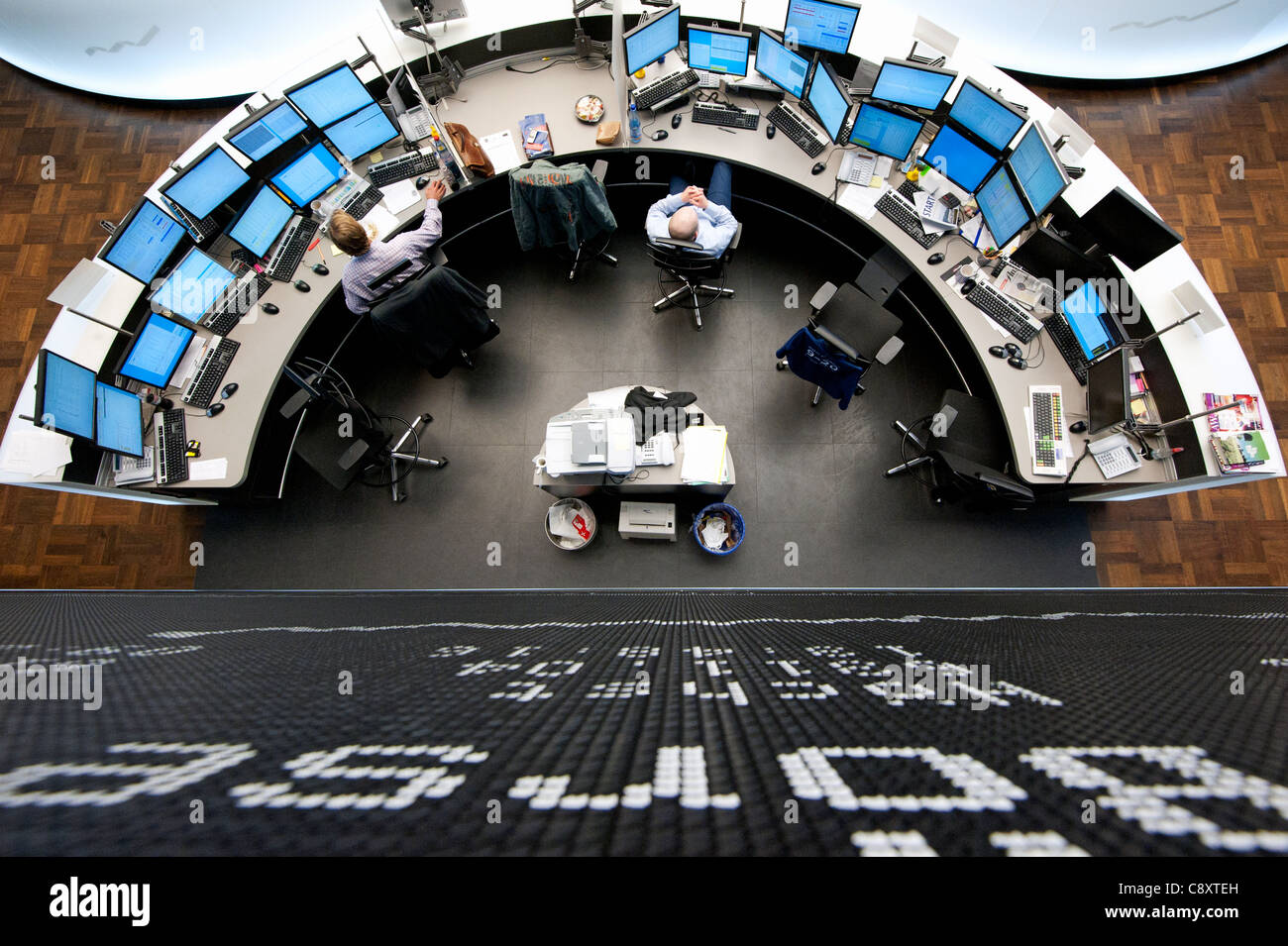 Handelssaal der Börse Frankfurt, Hessen, Deutschland. Stockfoto