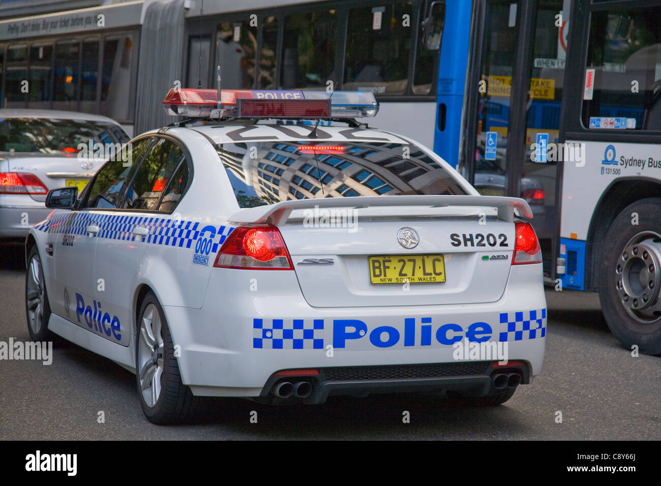 Leistungsstarker Polizeiwagen in der carrington Street, sydney, australien Stockfoto