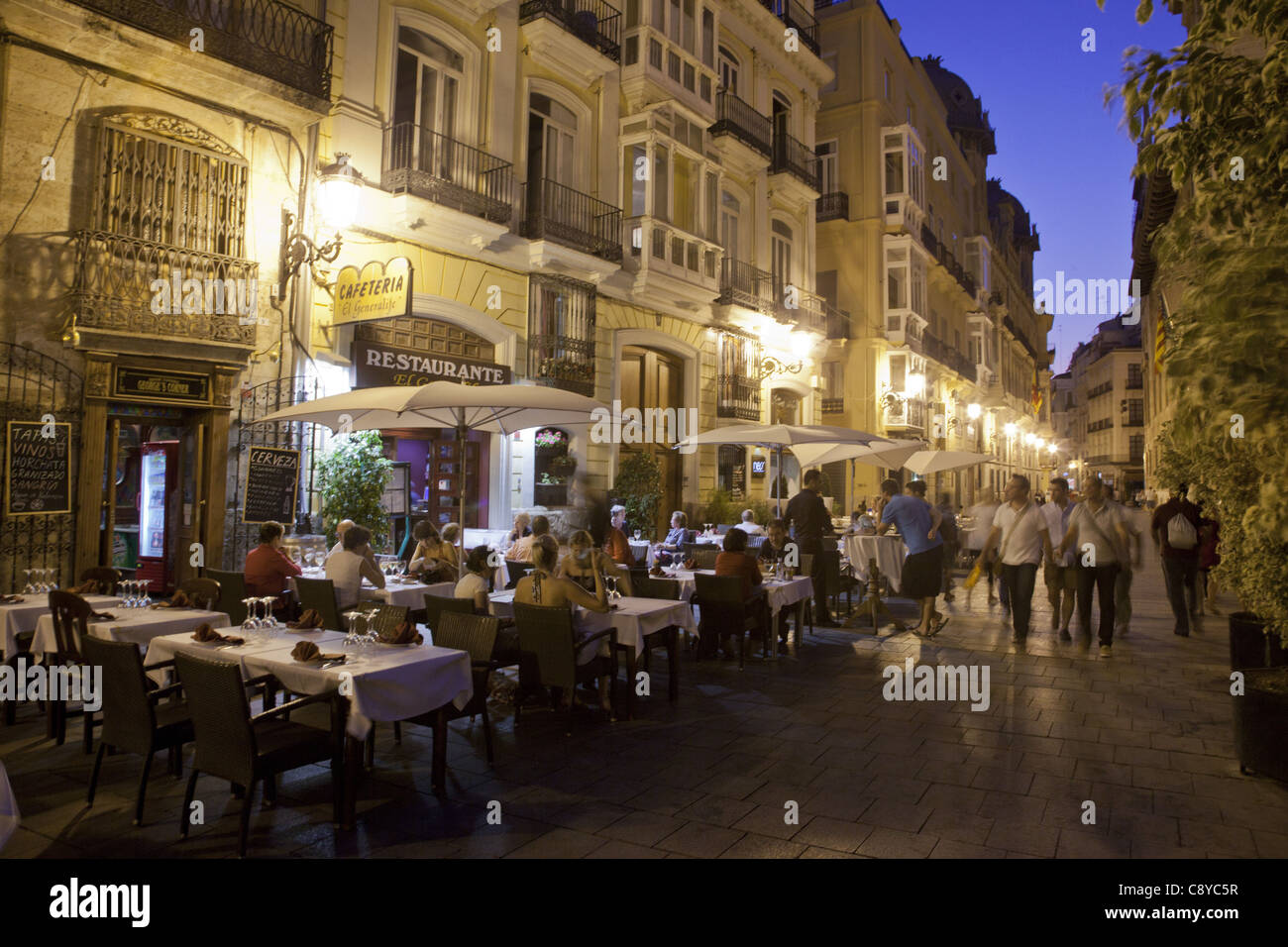Restaurant El Generalife, Plaza De La Virgin, Valencia, Spanien Stockfoto