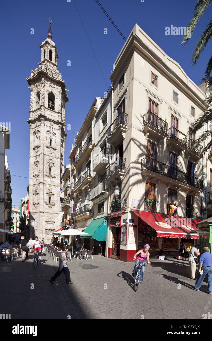 Santa Catalina Kirchturm, Valencia, Spanien Stockfoto