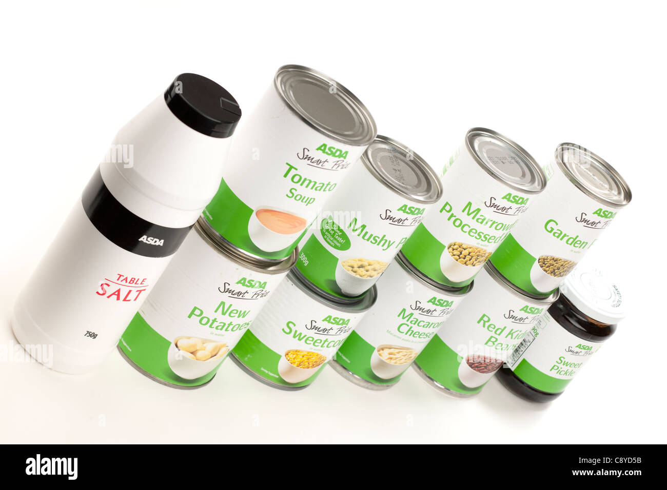 Eine Auswahl von Asda Produkte Stockfoto