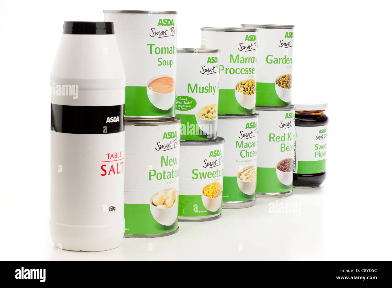 Eine Auswahl von Asda Produkte Stockfoto