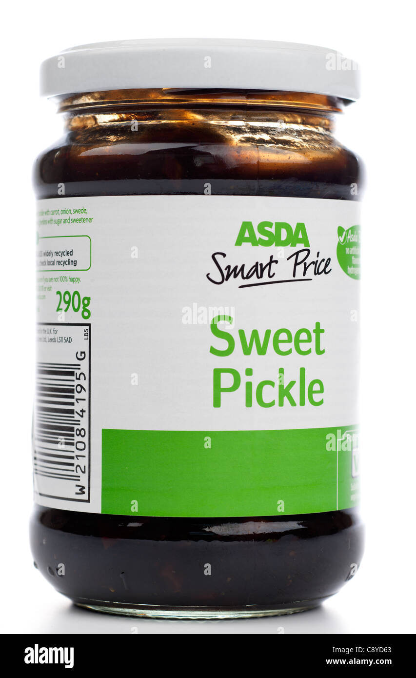 Glas mit Asda Smart Preis Sweet Pickle Stockfoto