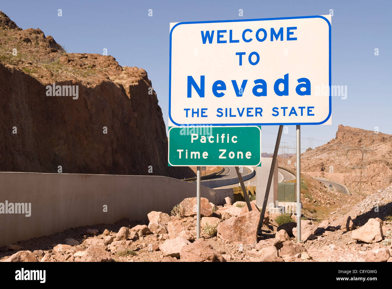 Willkommen in Nevada Schild USA Stockfoto