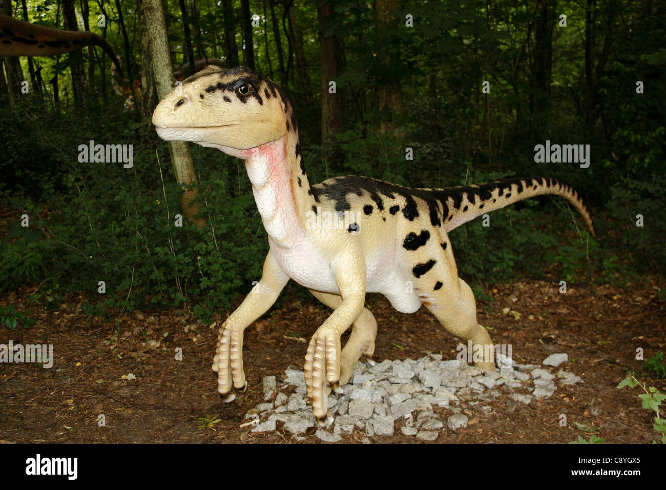 Deinonychus (schreckliche Klaue) in Leba Park (Dinosaurier Freizeitpark), Polen Stockfoto