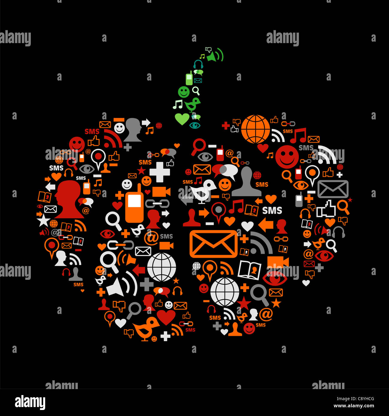 Kürbis von social-Media-Icons für Halloween gemacht. Vektor-Datei zur Verfügung. Stockfoto