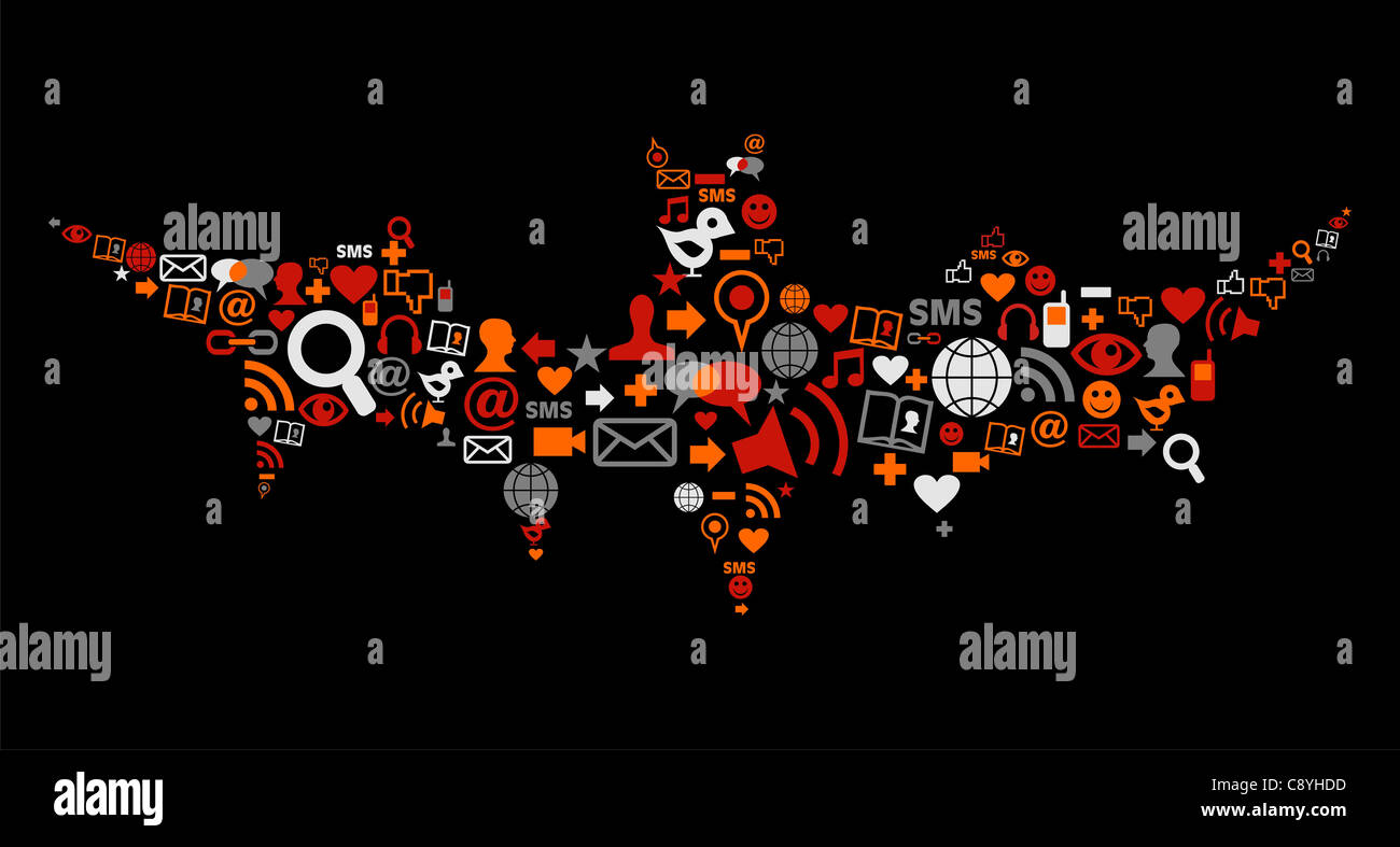 Fledermaus von social-Media-Icons für Halloween gemacht. Vektor-Datei zur Verfügung. Stockfoto