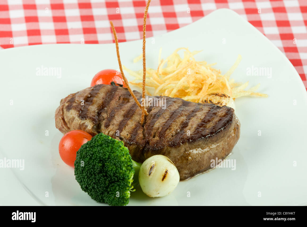 Steak mit Kartoffeln Stockfoto