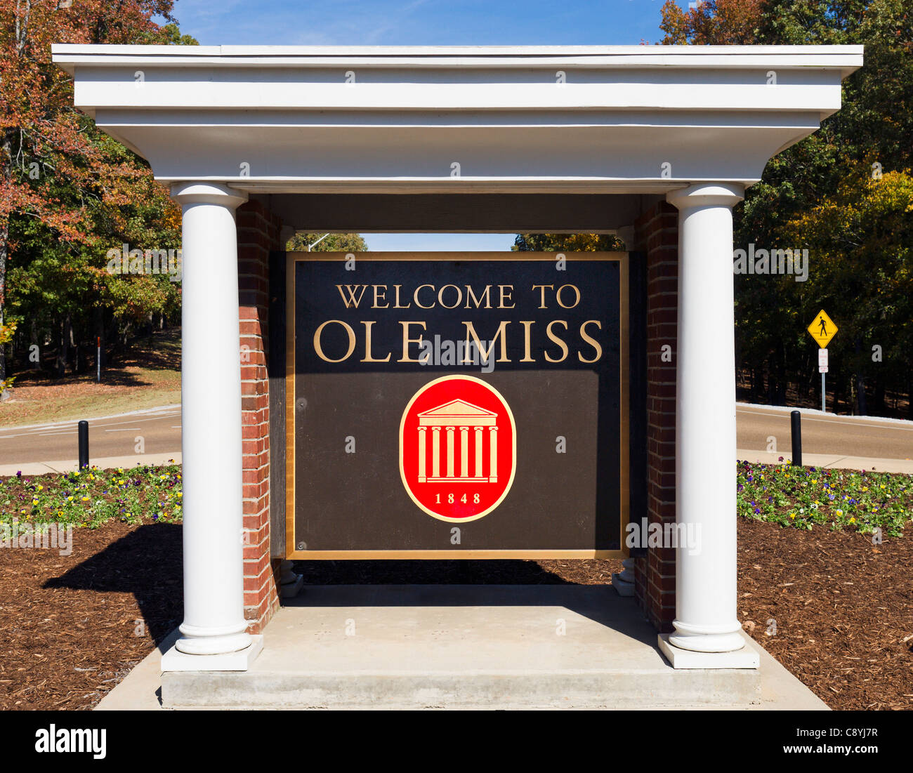 Eingang an der University of Mississippi (Ole Miss), Oxford, Mississippi, Vereinigte Staaten Stockfoto