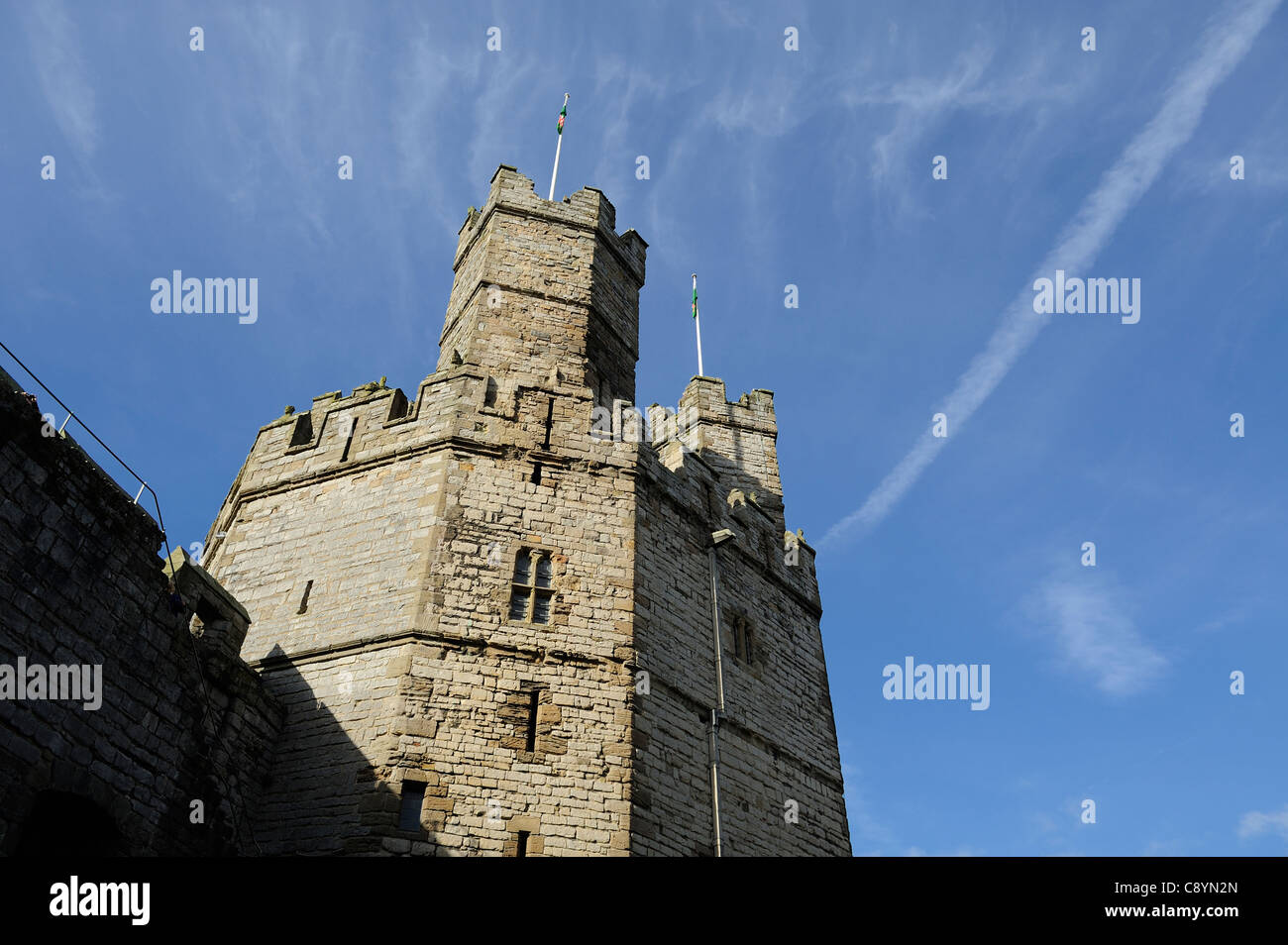 Caernarfon mittelalterliche Burg Gwynedd Nord wales uk Stockfoto