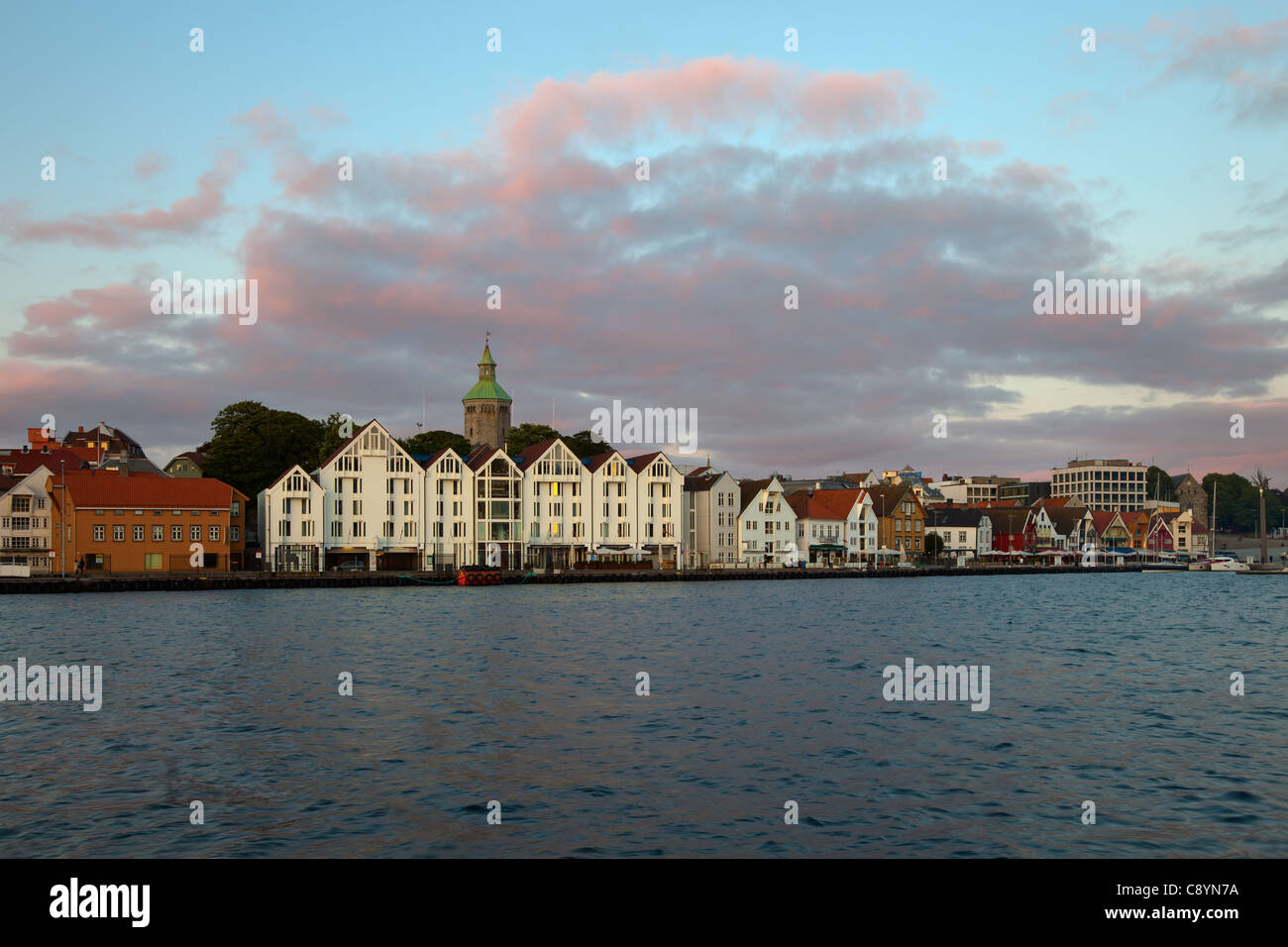 Hafen von Stavanger am Abend, Norwegen. Stockfoto