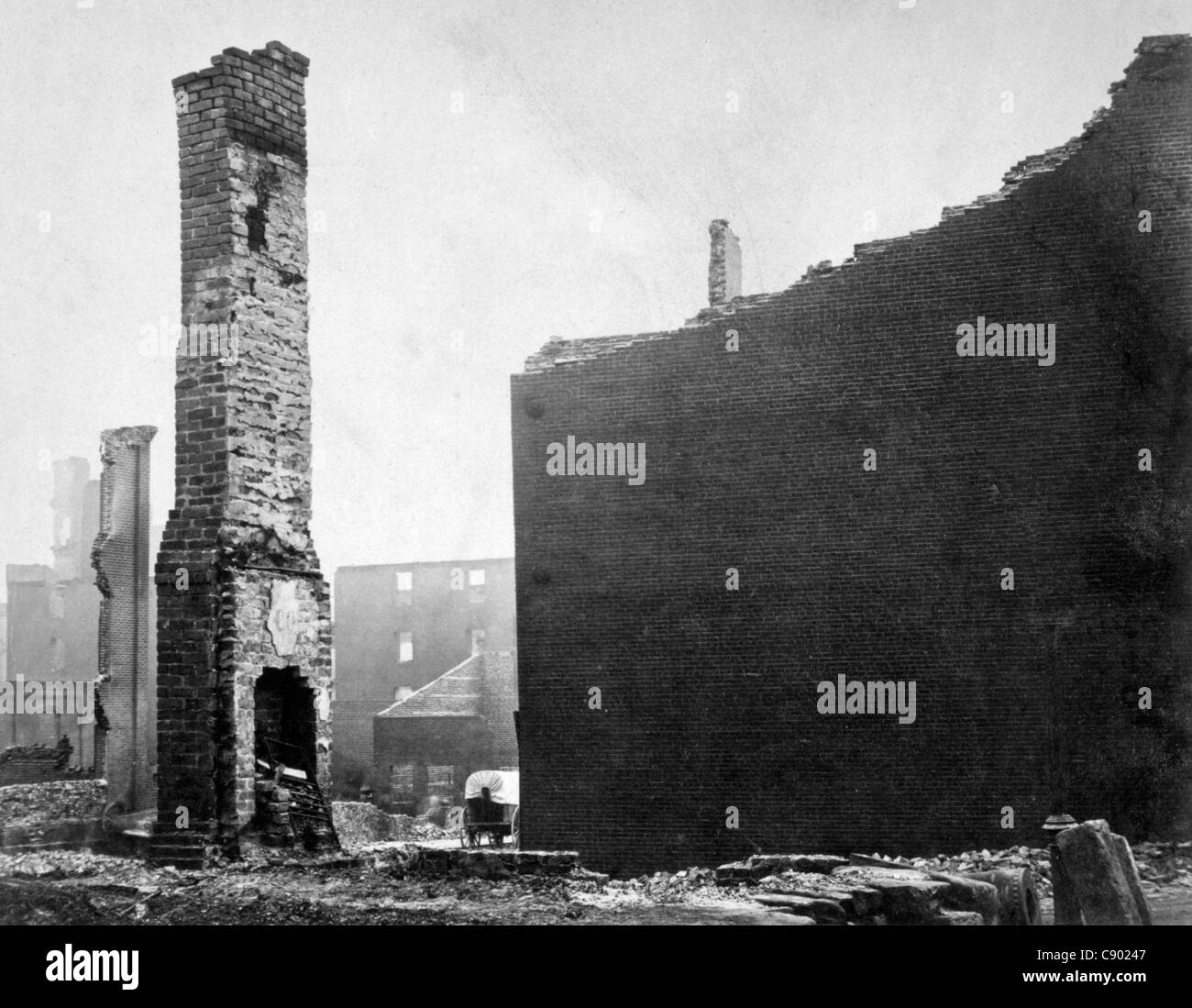 Ruinen auf Carey Street, Richmond, Virginia, April 1865 am Ende der USA Bürgerkrieg Stockfoto
