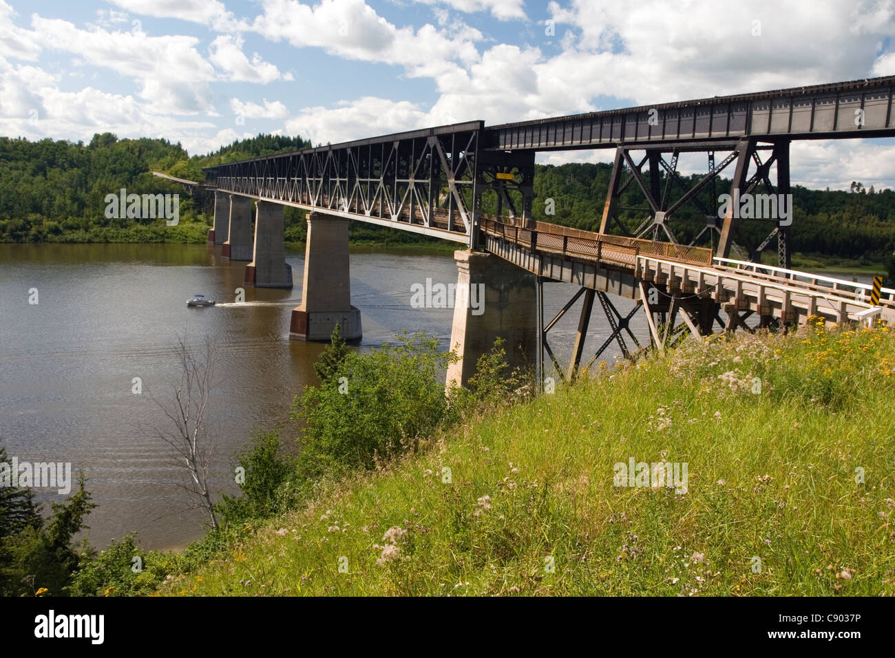 Alten CPR Brücke, Nipawin, Saskatchewan, Kanada Stockfoto