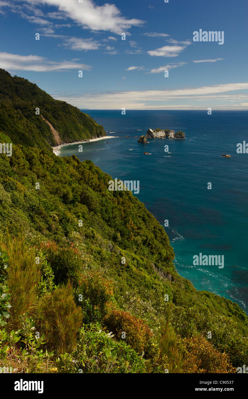 Blick vom Ritter Hinweisen über Tasmansee, Südinsel, Neuseeland Stockfoto