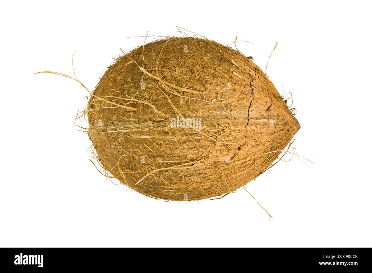 Kokosnuss ausgeschnitten auf weißem Hintergrund Stockfoto