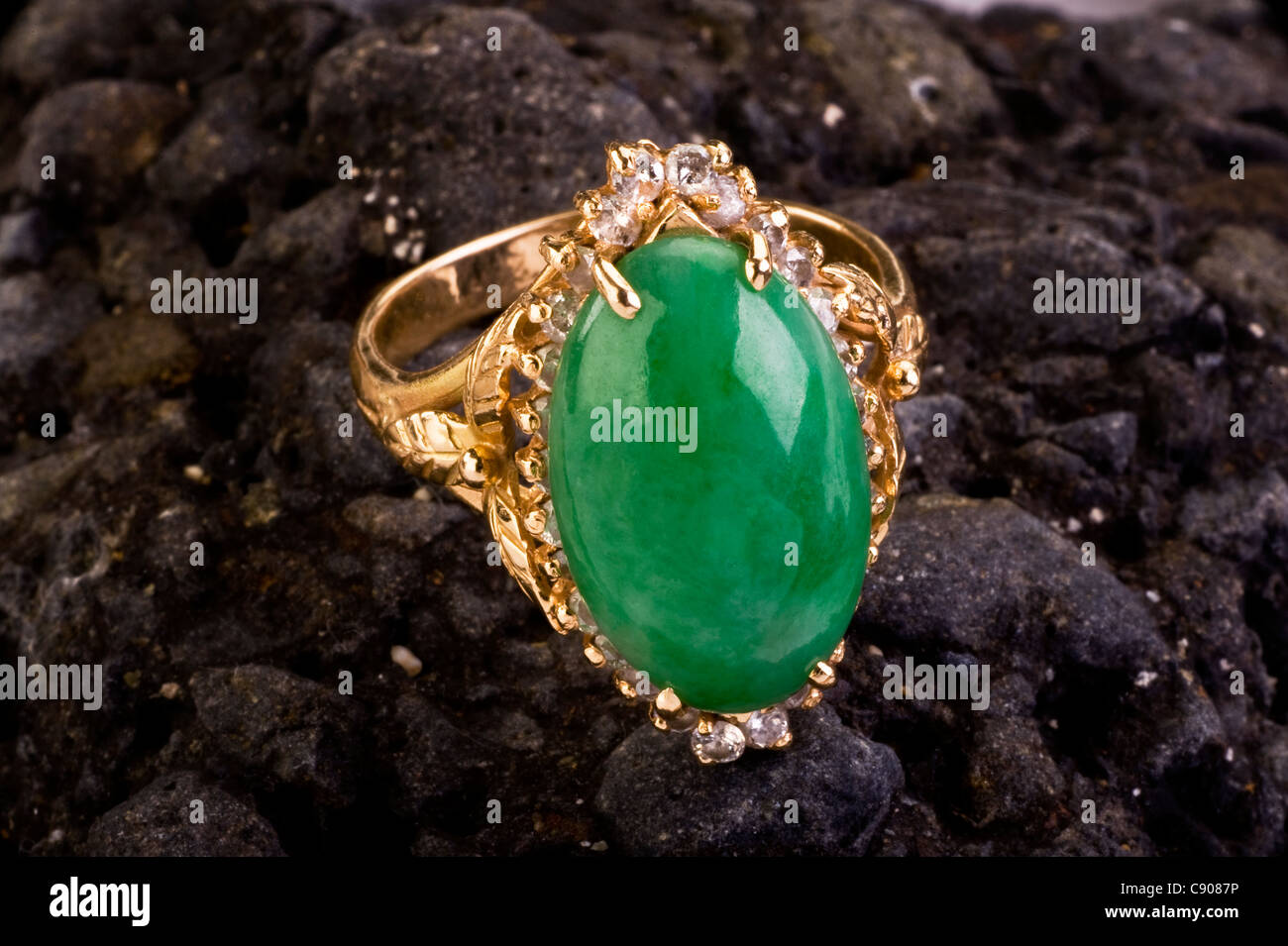 Imperialen grünen Jade Ring. Stockfoto