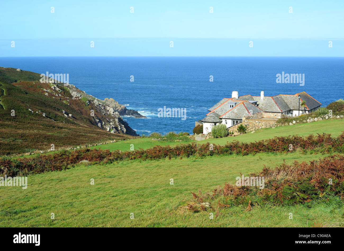 Ein großes Haus an der Küste in Zennor in Cornwall, Großbritannien Stockfoto