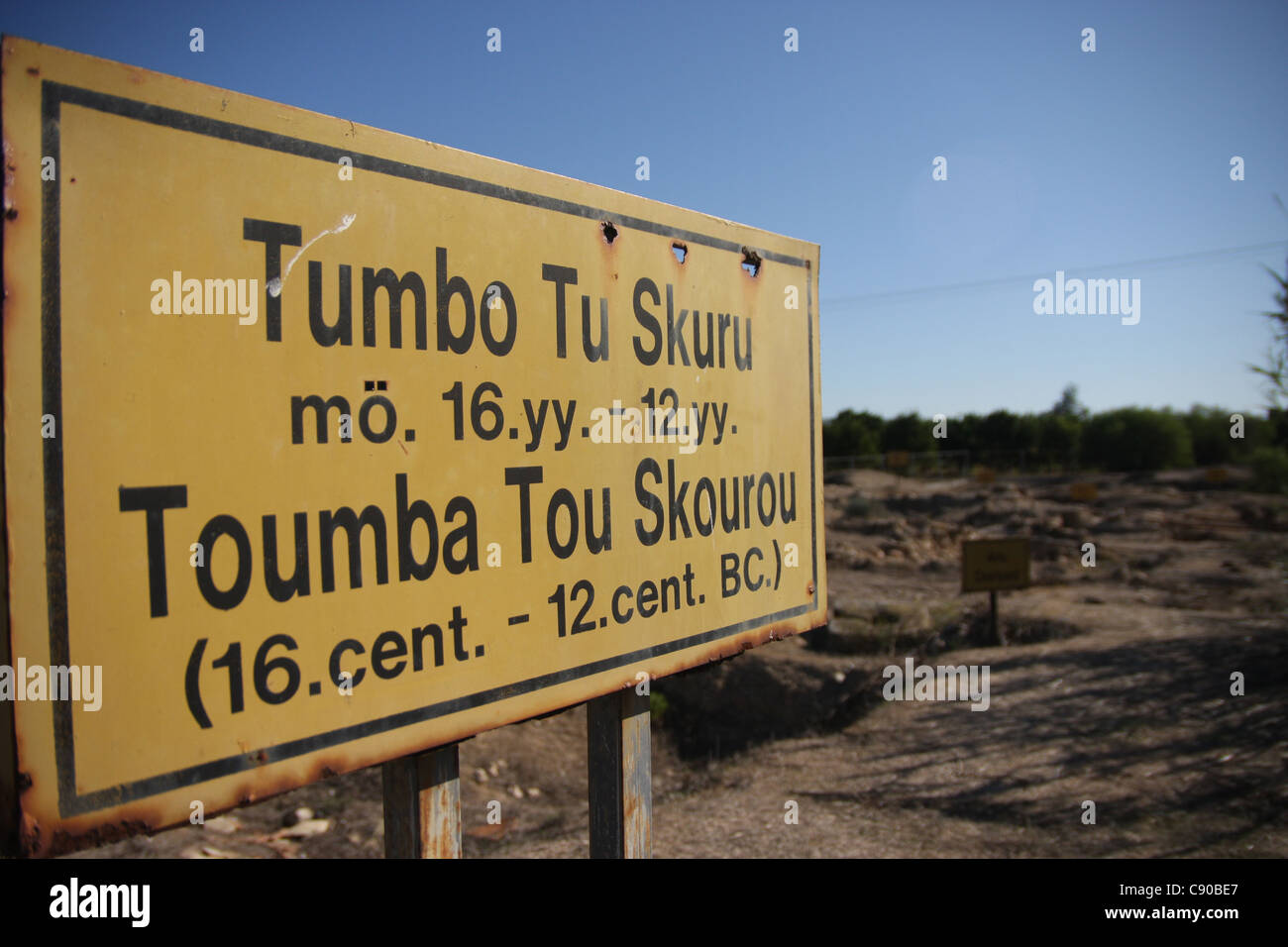 Toumba Tou Skourou in Nord-Zypern. Bronzezeit-Siedlung und Gräber aus 12:00. Stockfoto