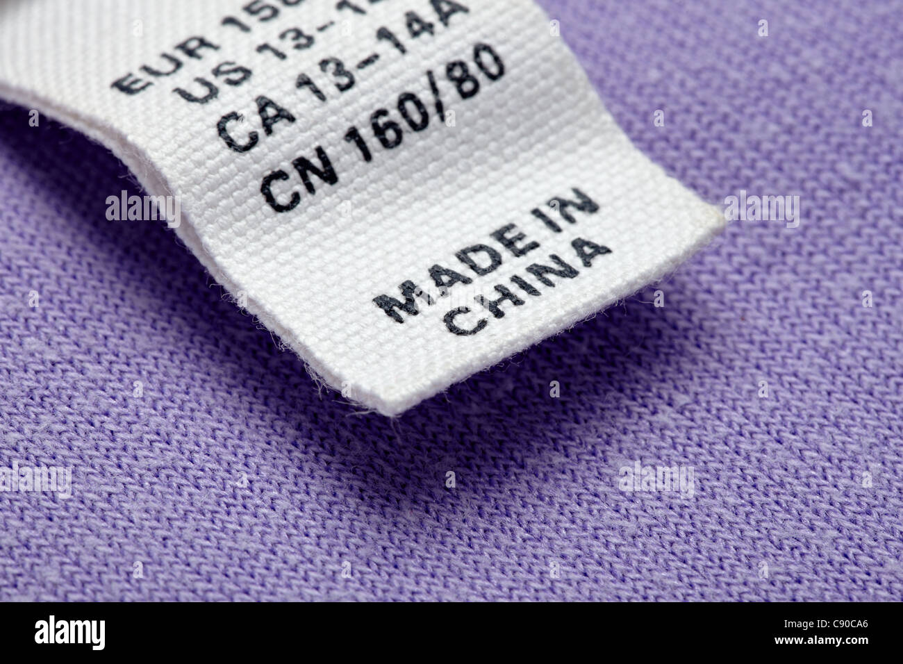 Nahaufnahme von Modelabel Stockfoto