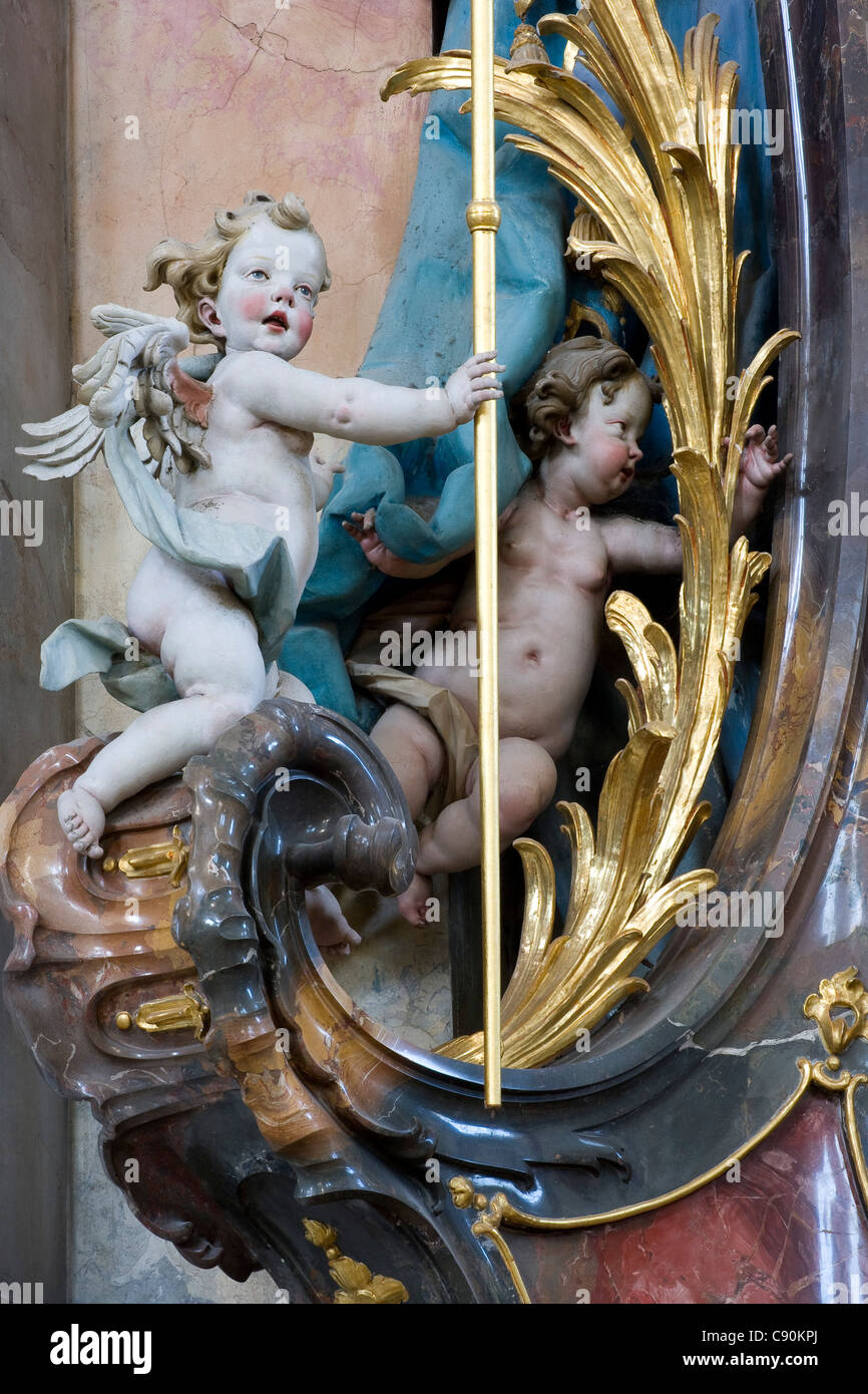 Putto in der Basilika St. Alexander und St. Theodor, Ottobeuren Abtei Ottobeuren, Bayern, Deutschland, Europa Stockfoto