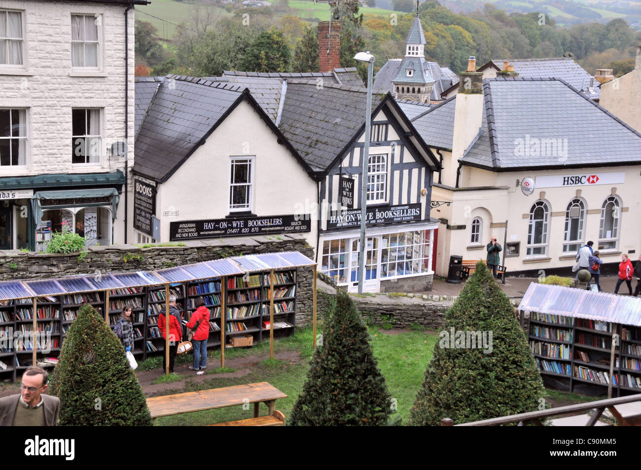 Dorf von Hay-on-Wye, oft beschrieben als die Stadt der Bücher, Powys, Süd-Wales, Wales, Großbritannien Stockfoto