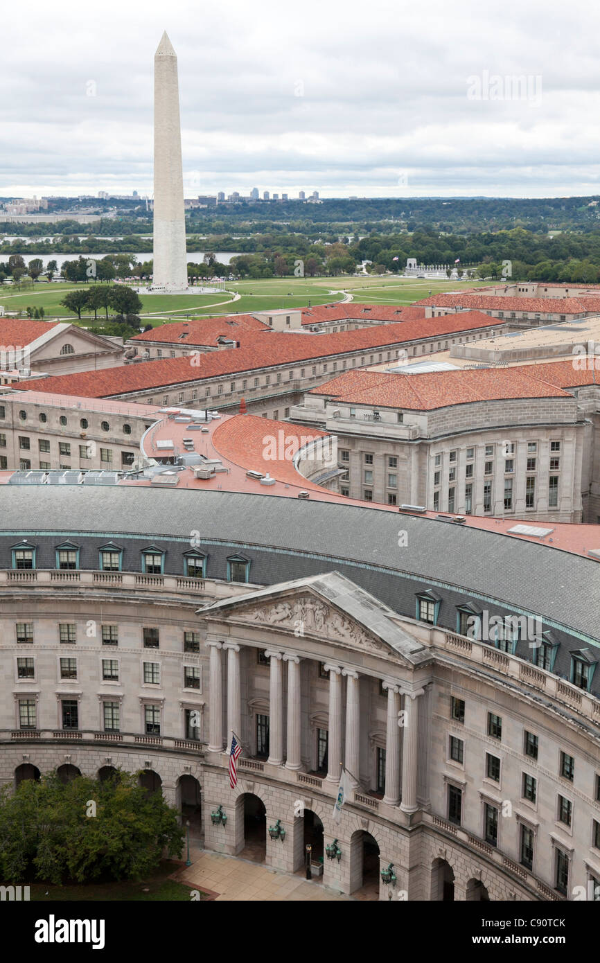 Blick vom alten Postgebäude in Washington Monument, Washington, District Of Columbia, Vereinigte Staaten von Amerika, USA Stockfoto