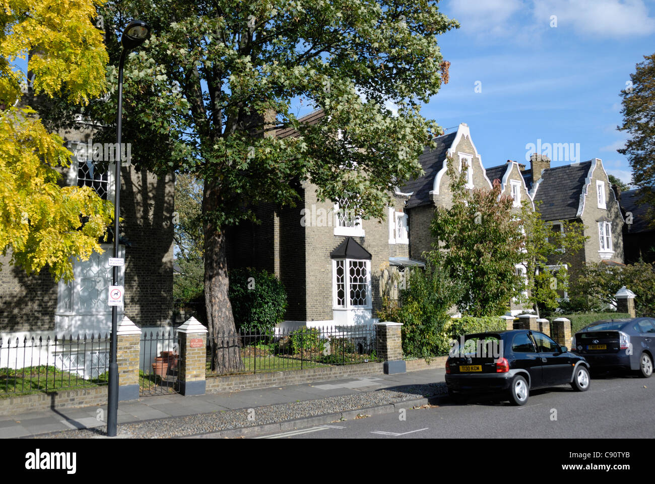 Häuser in De Beauvoir Square, Hackney, London, England Stockfoto