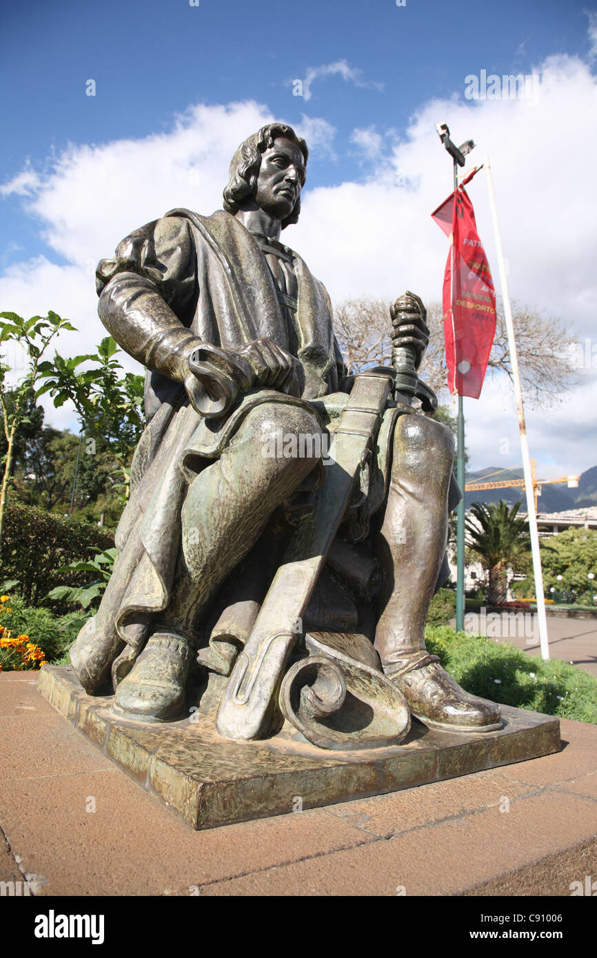 Gibt es historische Statuen der portugiesischen Kolonialzeit entdeckt und Siedler der Insel Madeira, die ankam in der Stockfoto